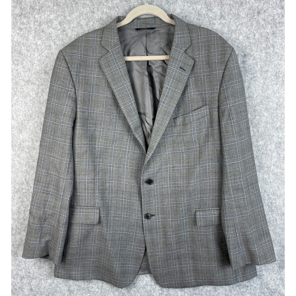 Brooks Brothers Regent Fit Blazer Sport Coat Mens 48R Gray Windowpane Preppy